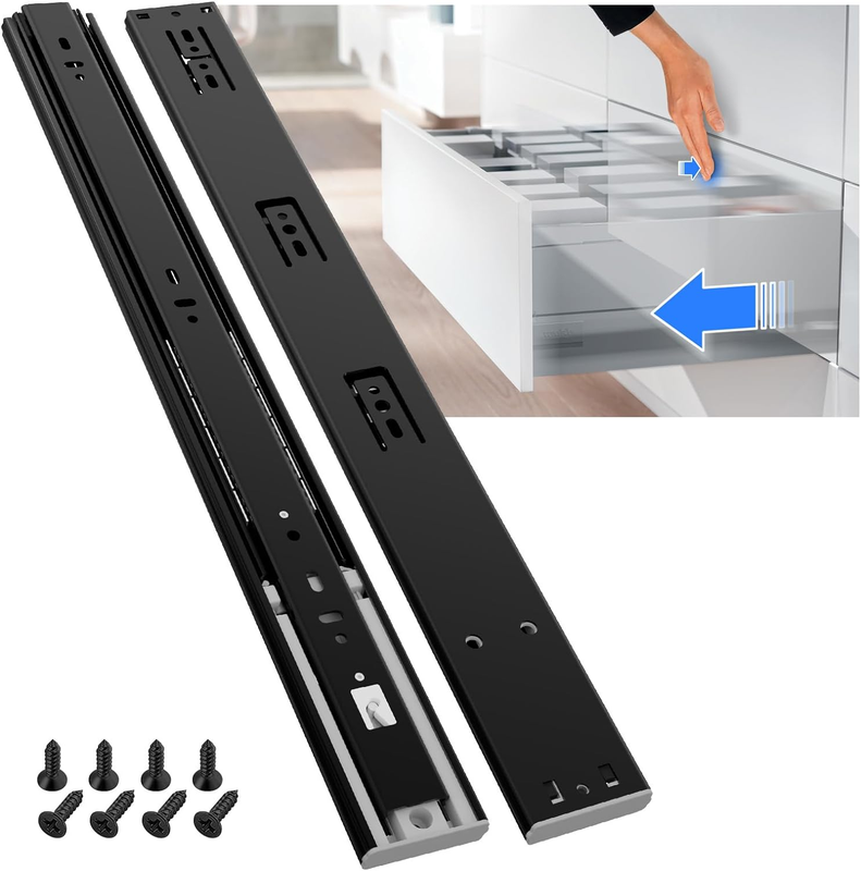 - 12-24 Inch - Full Extension Black 100lb Capacity