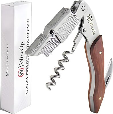 WineOp Professional Wine Opener Luxury Double Hinged Waiter's Corkscrew Wine Bot