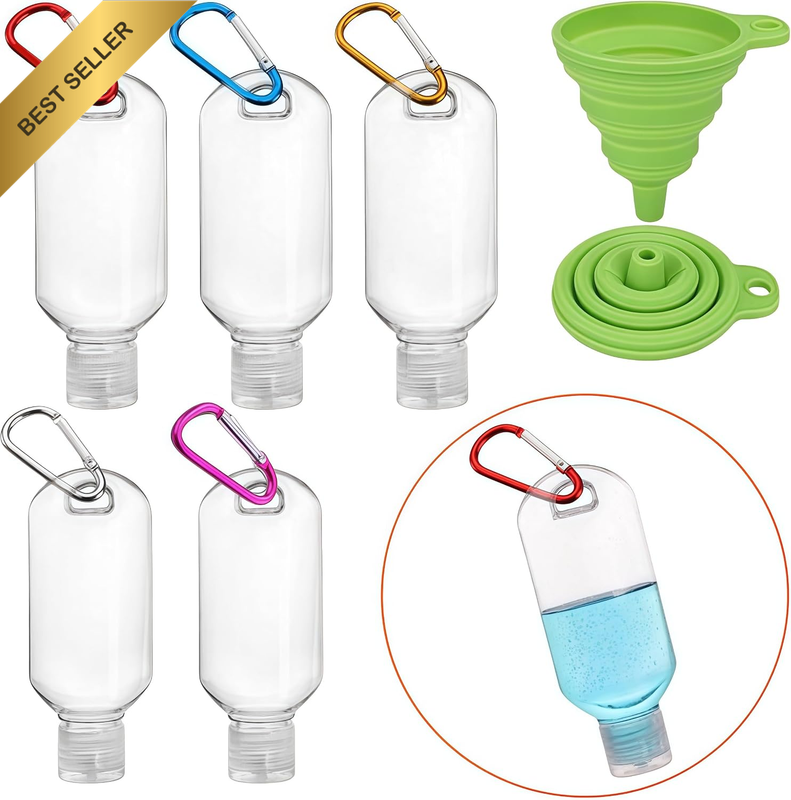 5PCS Travel Clear Hook Bottles 50Ml/2Oz Portable Leakproof Squeeze Small Bottles