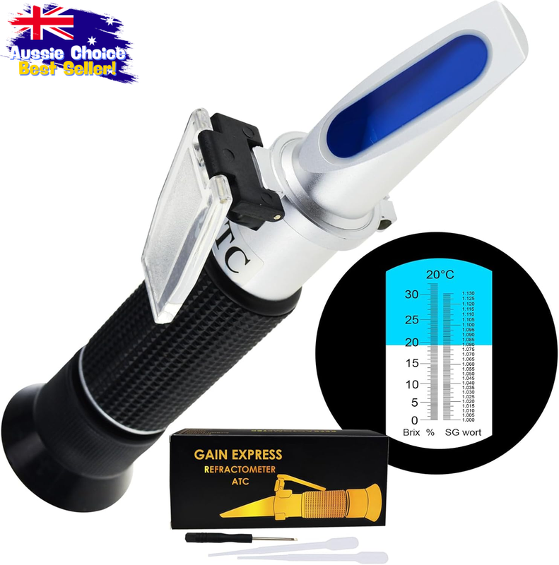 Beer Refractometer Dual Scale Brix & Specific Gravity 0-32% ATC for Brewing