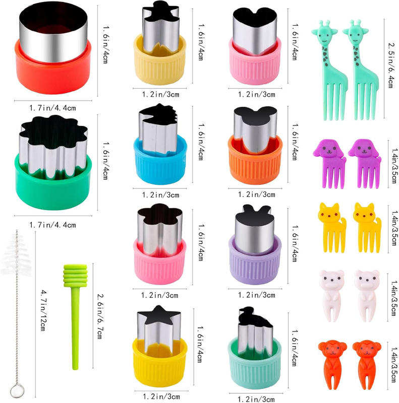 Fruit Cutters Shapes for Kids 22 Pcs, Mini Cookie Cutters Set, Vegetable Cutter