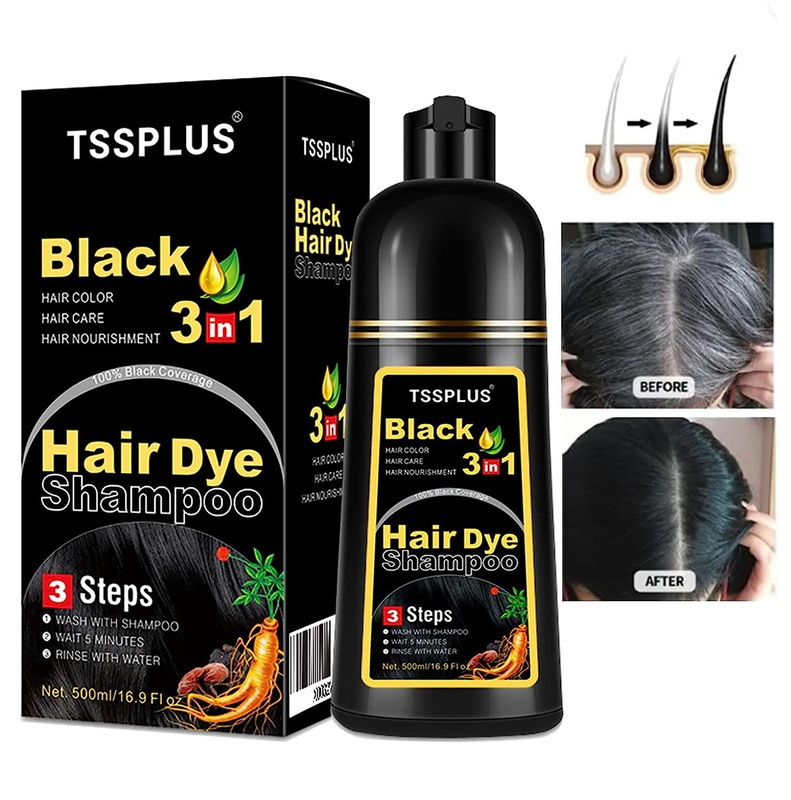 500Ml Permanent Black Hair Shampoo Organic Natural Fast Hair Dye Plant Essence B