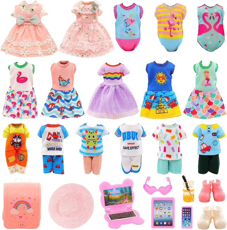 20 Pcs 5.3 Inch Doll Clothes & Accessories for Chelsea Doll 5 Dresses 3 Outfits