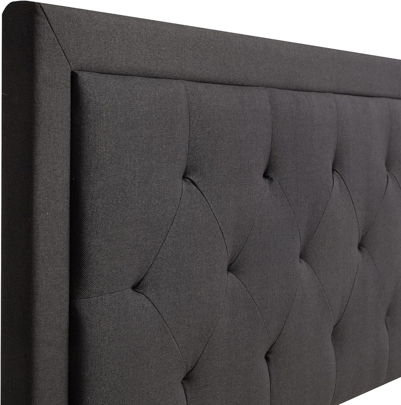 Queen Bed Frame with Diamond Tufted Upholstered Headboard &ndash; Queen Size Platform