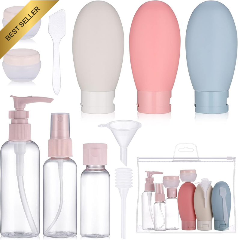 Travel Bottles Set 11PCS, TSA Approved Silicone Leak Proof Toiletry Containers,