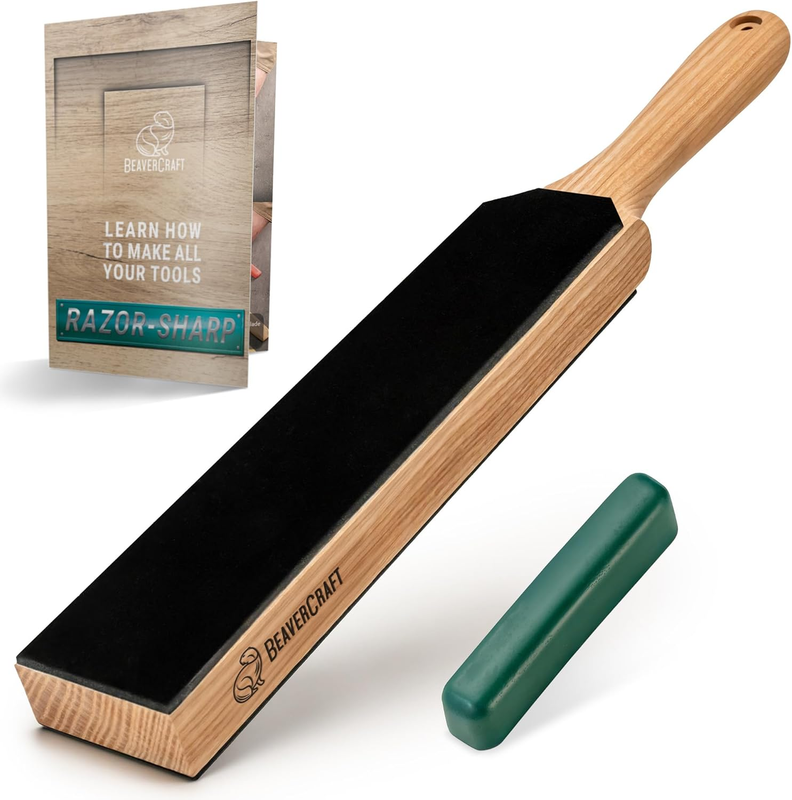 Leather Strop for Knife Sharpening - Knife Strop Block with Polishing Compound S
