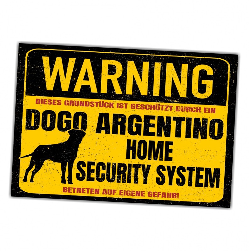 Dogo Argentino Dogge Dog Schild Warning Security System TÃ¼Rschild Hundeschild Wa