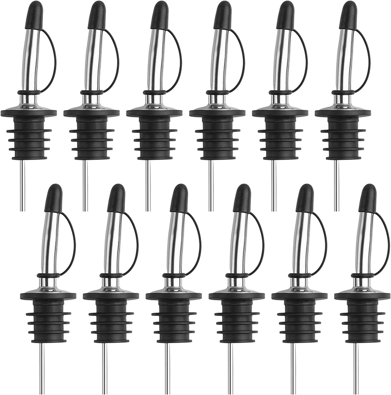 12 Pack Pour Spout for Liquor Bottles w/ Rubber Dust Caps Olive Oil Accessories