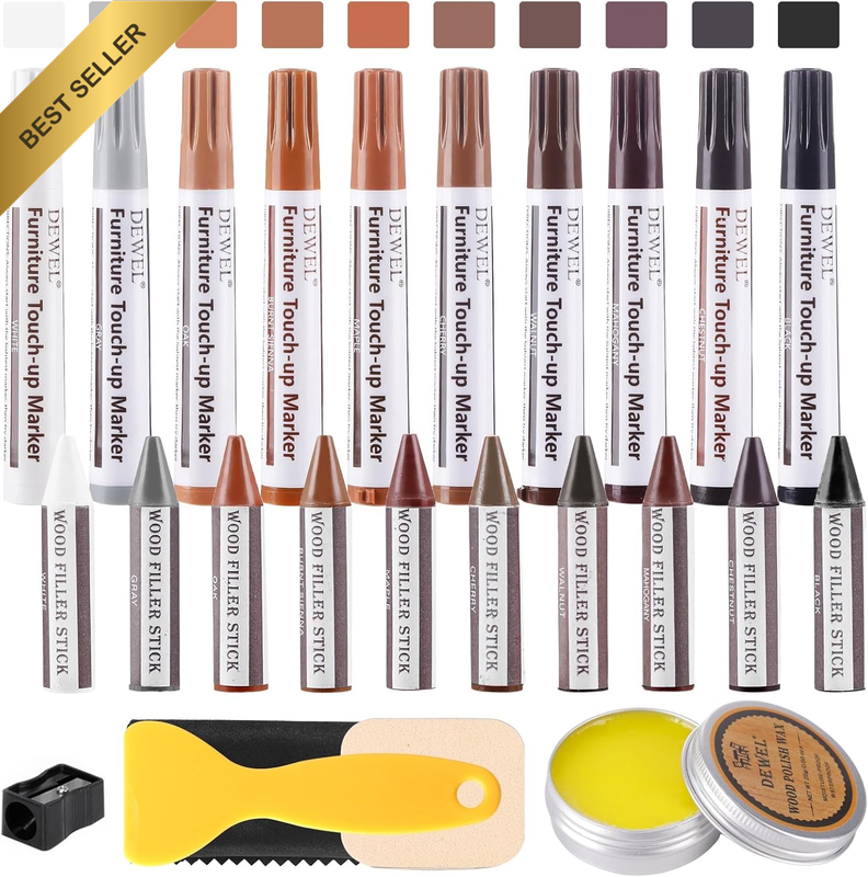 10-Color Wood Touch Up Kit: Furniture, Floor, Cabinet Scratch Repair Pen Set