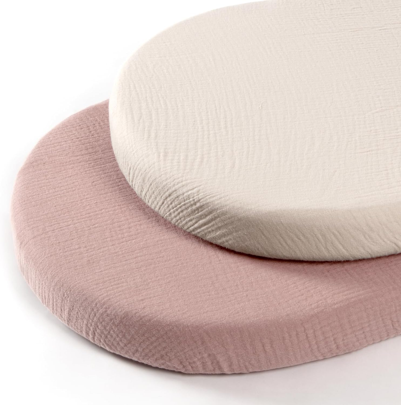 Muslin Bassinet Sheets Fitted - Universal Cotton Baby Sheets for Rectangle, Hour