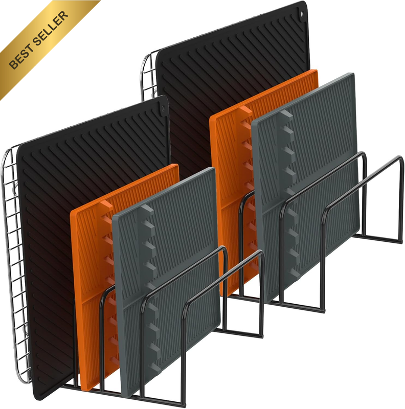 2 Pack Cutting Board Organizer, Cutting Board Holder Rack with 5 Slots, Baking C