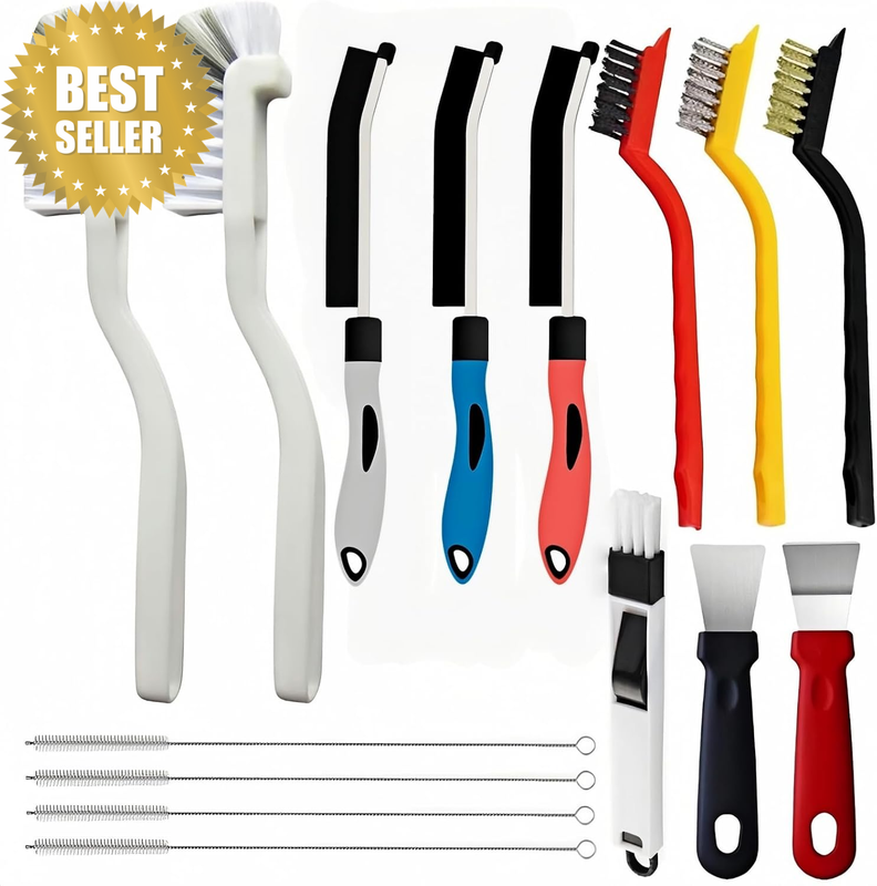 15Pcs Gap Cleaning Brush Set, Crevice Tools with Straw Cleaners | Ergonomic Grip