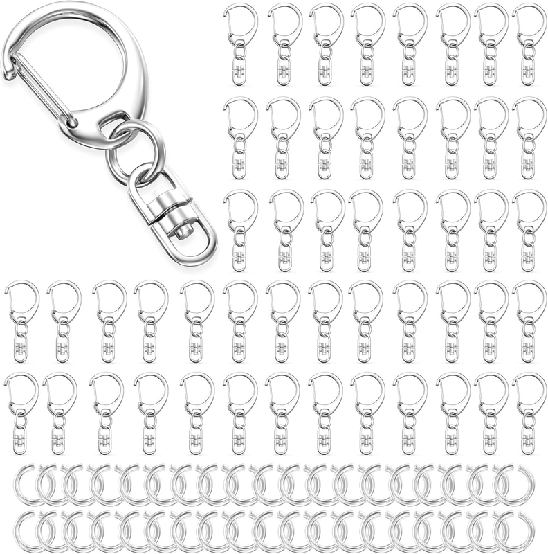 50Pcs Lobster Claw Clasps for Keychain Clip, Swivel Snap Hooks Silver Key Chain