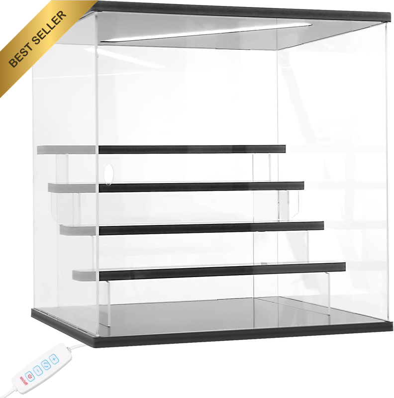 Acrylic Display Case 3/5 Layer with LED Light Dustproof Transparent Box for Acti