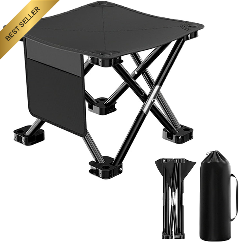Portable Camping Stool with Carry Bags – Foldable Travel Seat & Retractable Foot