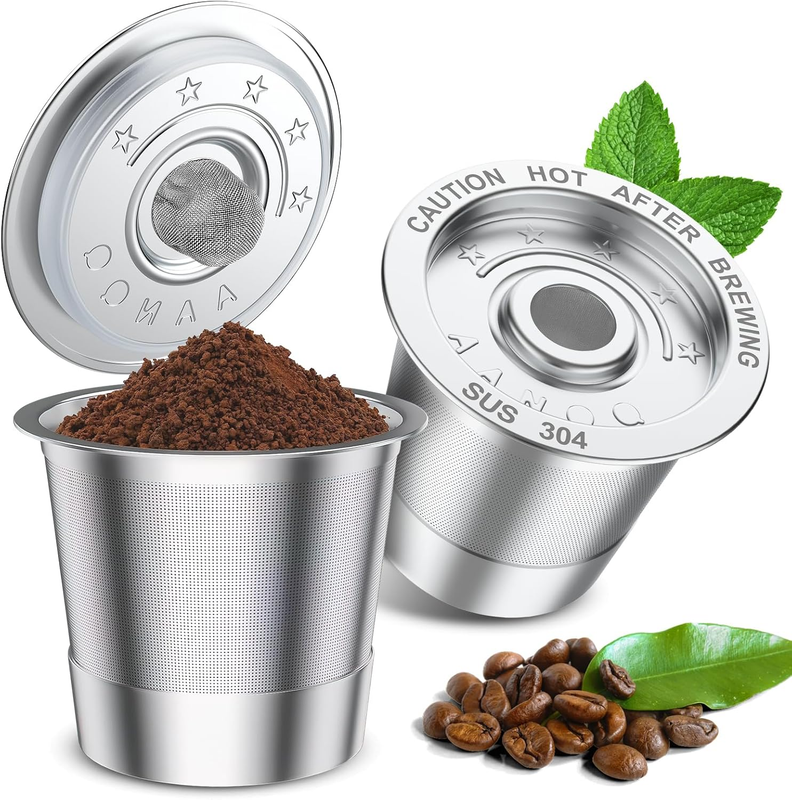 2 Pack K Cup Reusable Coffee Pods for Keurig: Stainless Steel Refillable K Cup - Reusable Coffee Filter for Keurig 1.0 Coffee Maker, Permanent, Eco-Friendly, Bpa-Free