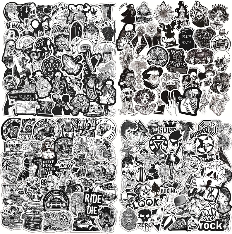200PCS Gothic Stickers Pack Cool Stickers for Laptop, Water Bottles, Guitar, Com