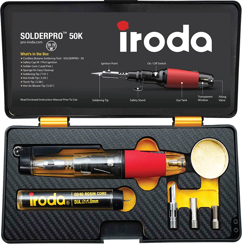 IRODA SOLDERPRO 50K Cordless Soldering Iron Kit | 4-In-1 30-70W Heat Gun Blower,