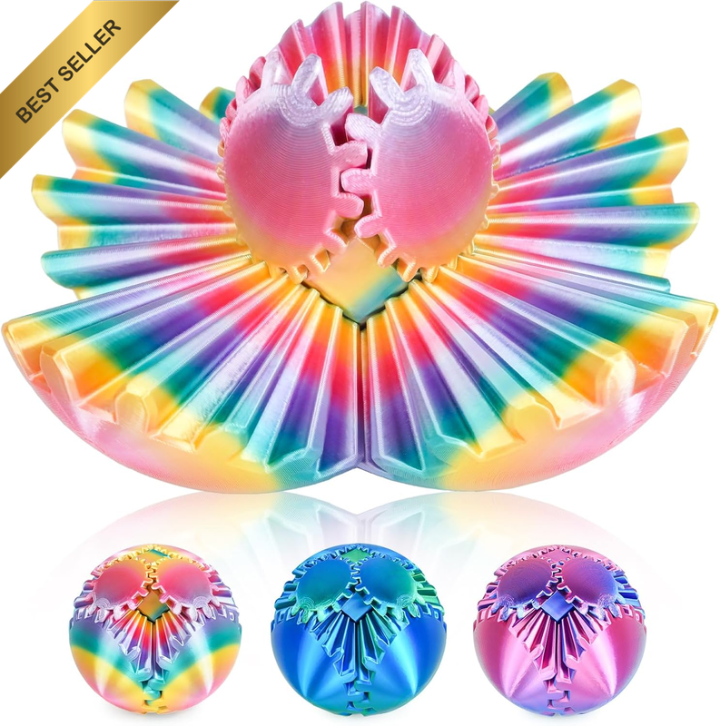 Gear Ball 3D Printed Fidget Toy Spinning Gear Sphere for Stress Relief Anxiety F