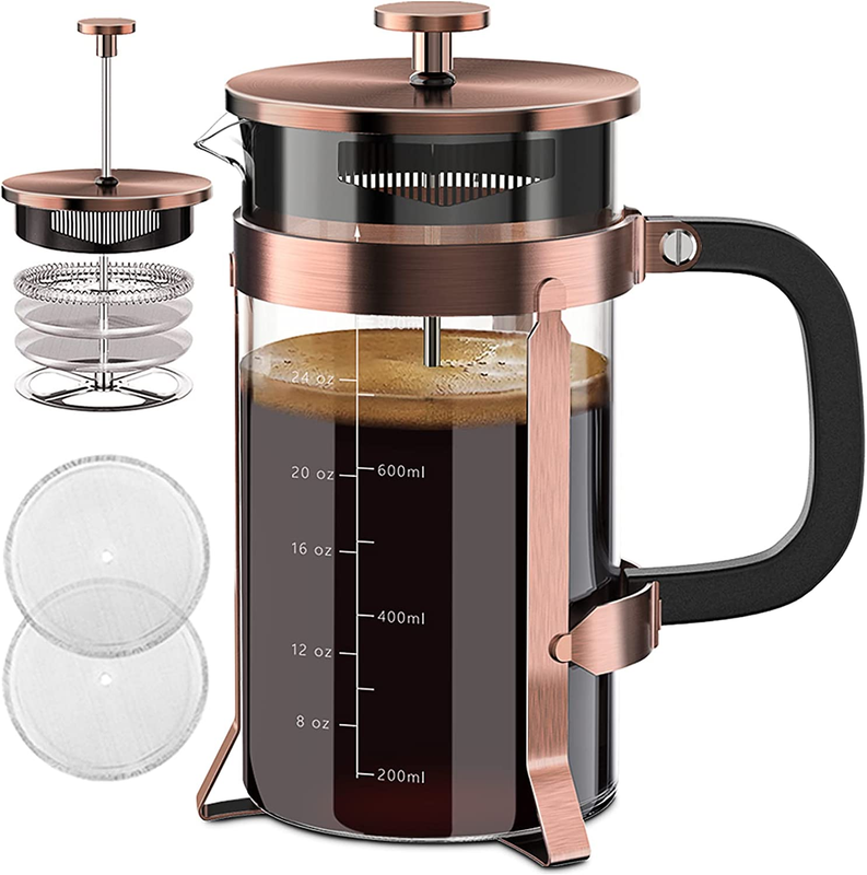 French Press Coffee Maker 34Oz 304 Stainless Steel French Press with 4 Filter