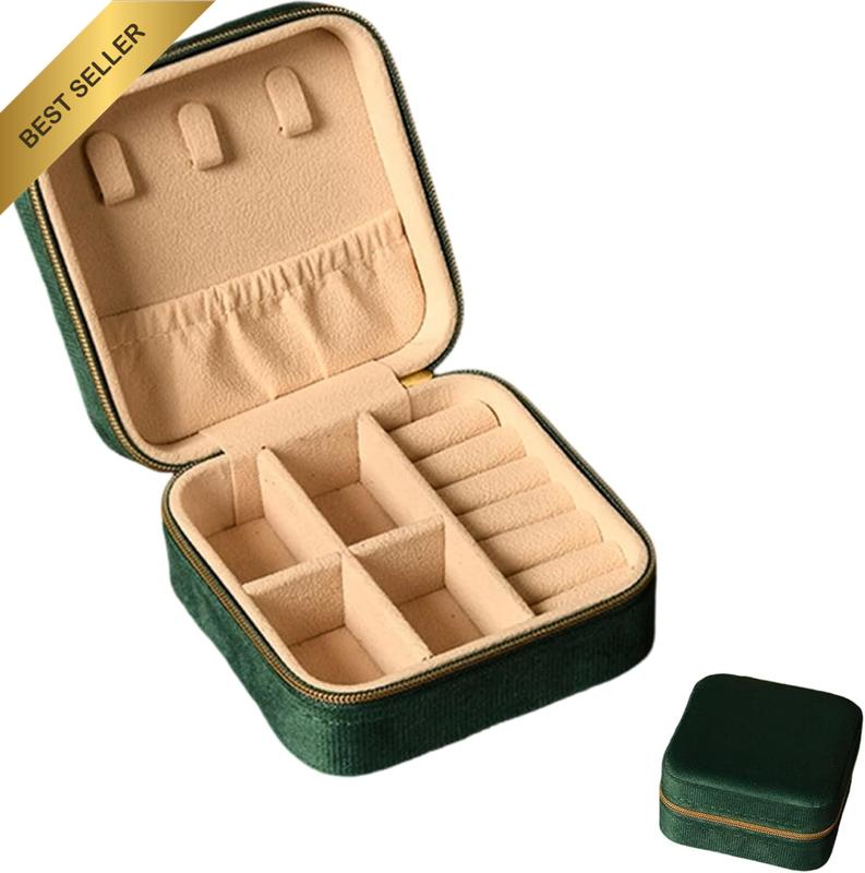 Portable Travel Jewellery Organiser, Jewellery Travel Case with Built-In Mirror,