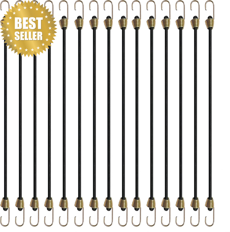 15Pcs Mini Bungee Cords with Hooks, Elastic Bungee Straps with Metal Hooks, Elas