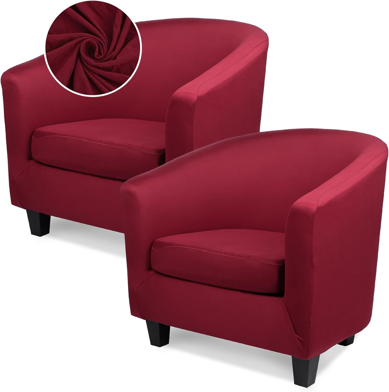 Tub Chair Slipcovers, 2 Piece Stretch Barrel Club Chair Covers Slipcover with Cushion Cover, round Soft Armchair Sofa Cover Couch Furniture Protector for Bar Living Room Bedroom Hotel Counter