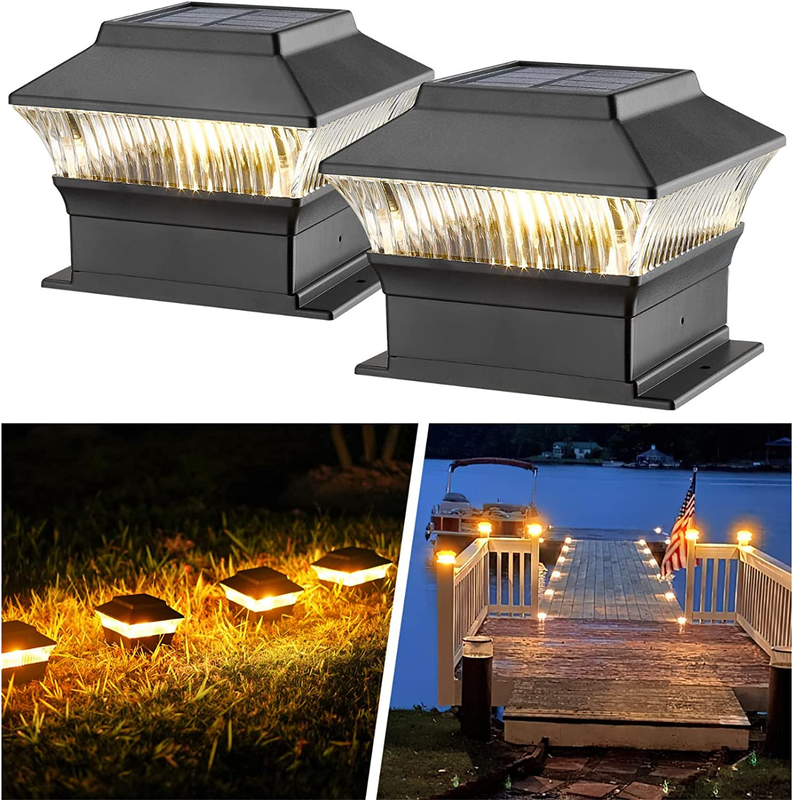 Solar Post Cap Lights, 4X4 4X6 6X6 Fence Post Light Solar Powered, 25 Lumens Dec
