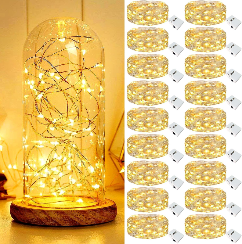 18 Pack Fairy Lights Battery Powered, 20 Led Mason Jar Fairy Lights, Mini Lights