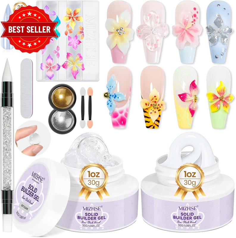 Clear and White Solid Builder Gel 3D Nail Gel for Nail Art