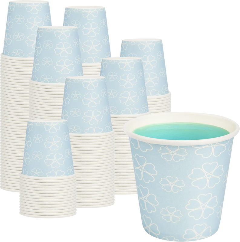 100 Pack 3 Oz Bathroom Cups, Disposable Paper Cups with Rolled Rim, Small Paper