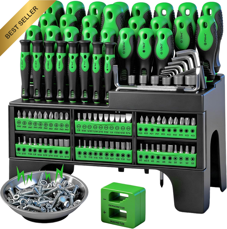 SWANLAKE 118PCS Magnetic Screwdrivers Set with Plastic Ranking,Tools for Men