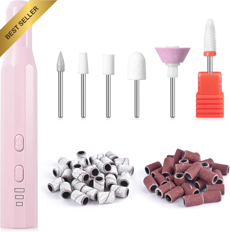 Portable Electric Nail Drill Kit for Acrylic Gel Nails Pink Efile Tool