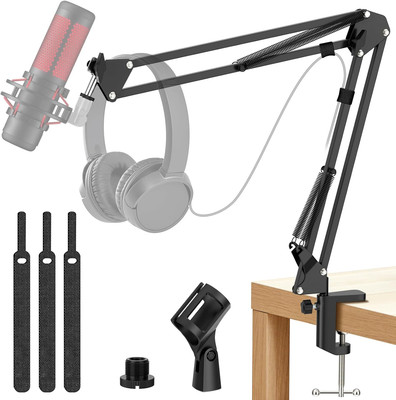 Microphone Stand, Adjustable Microphone Desk Stand for Hyperx Mic Boom Arm Stand
