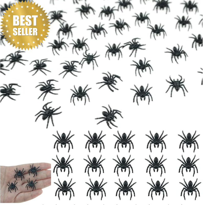 50 PCS 2.2Cm Small Size Spiders Plastic Fake Spiders Scary Realistic Spiders for