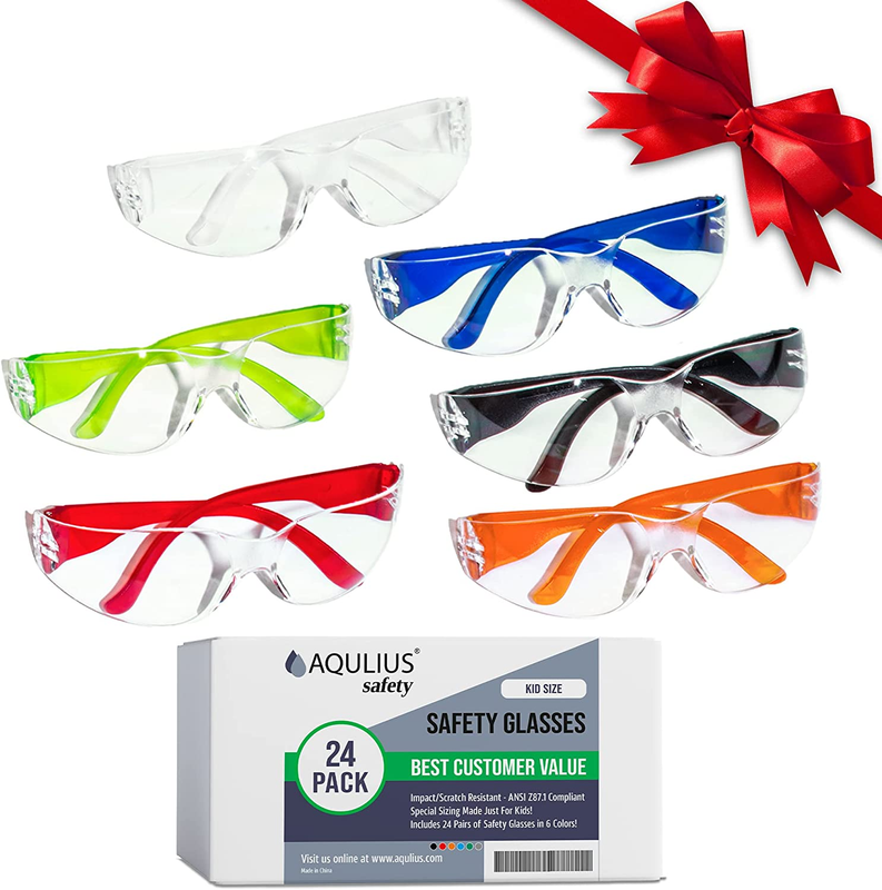 (24 Protective Goggles In 6 Colors) Crystal Clear