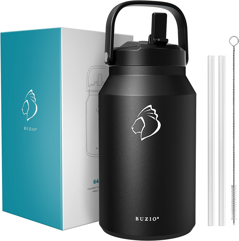 With Straw Lid, Half Gallon Double Wall Stainl