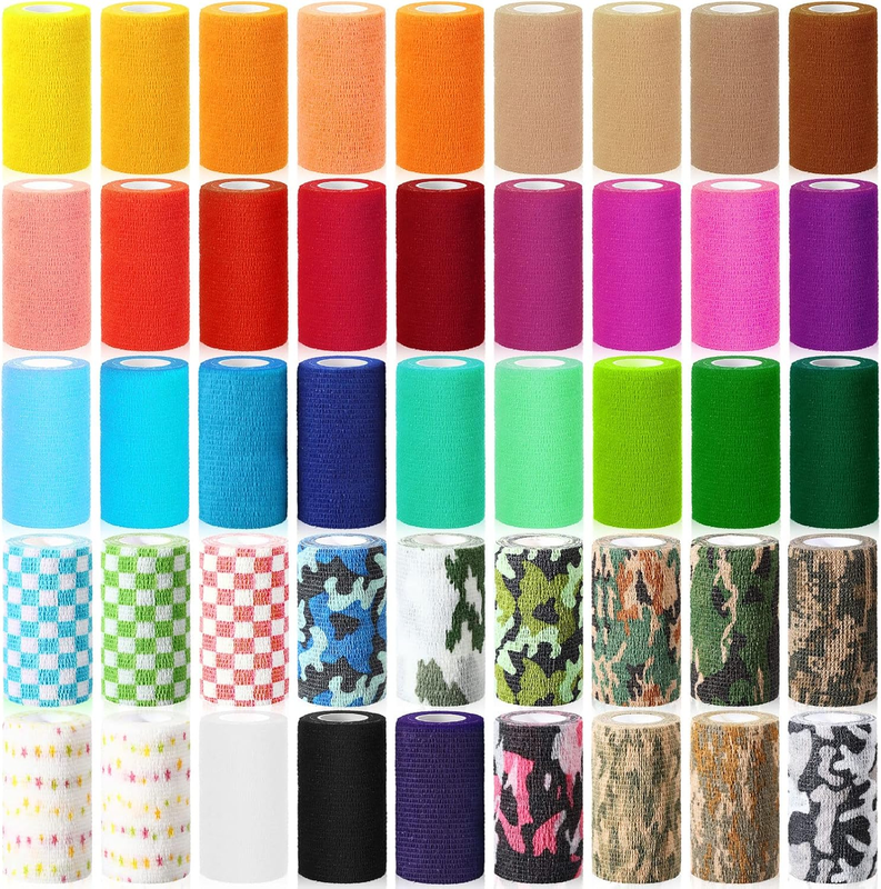 45 Rolls 4 Inch X 5 Yards Cohesive Bandage Tape Self Adhesive Bandage Elastic Stretch Athletic Tape Bulk Vet Wrap Non Woven Self Adherent Wrap for First Aid Supply Wrist Sports, 45 Styles