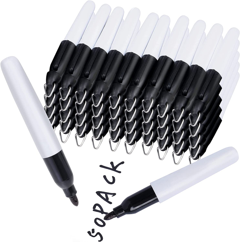 50 Pcs Mini Permanent Markers with Cap Clips Golf Ball Marker Pen Dry Erase