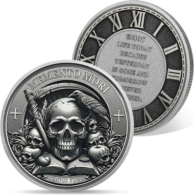 Atsknsk Memento Mori Münze TEMPUS FUGIT Münze Totenkopf Herausforderungs Münze R