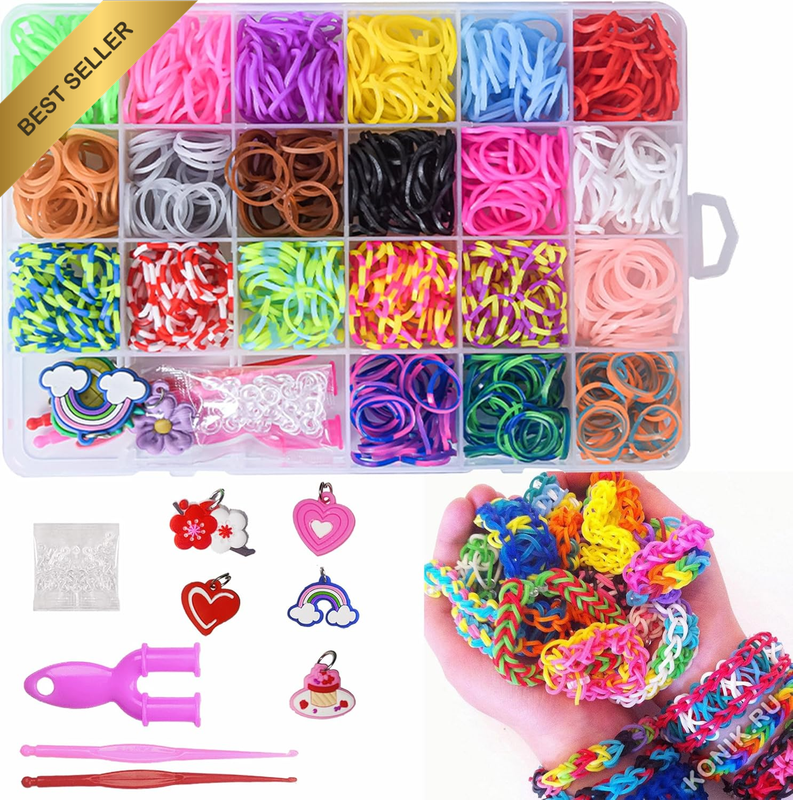 1133+ Loom Bands Kit 21 Colors DIY Bracelet Making Craft Set for Kids