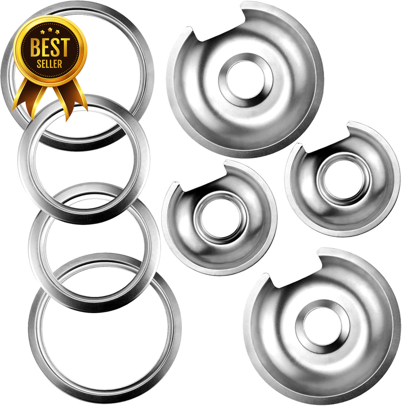 2 Large 8'' WB32X10013 & 2 Small 6'' WB32X10012 Chrome Drip Pan