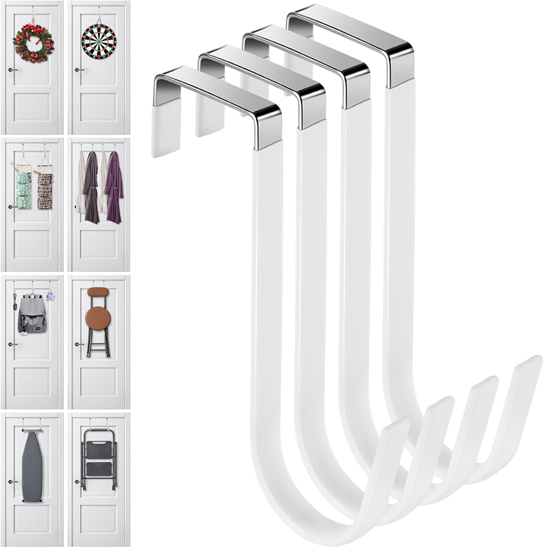 Over The Door Hooks 4 Packs, Over The Door Towel Hanger for Coat, Overdoor Hange