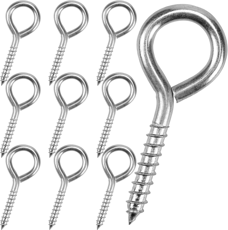 3.2 Inches Screw Eyes, Heavy Duty Stainless Metal Eye Bolts for Securing Cables