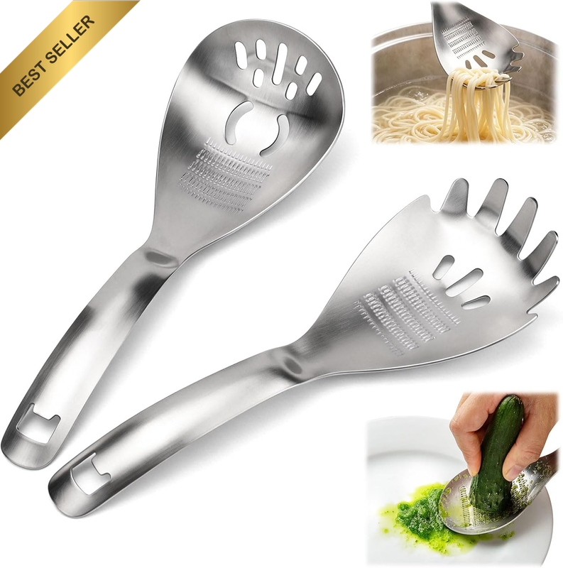 2 Pack 6 Functions Garlic Grater Plate, Multi-Function 304 Stainless Steel Utens