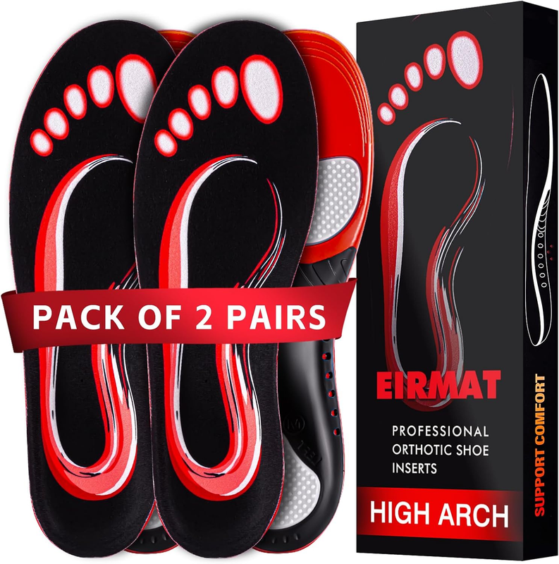 2 Pairs Plantar Fasciitis Relief Insoles, Arch Support Inserts for Men Women, At