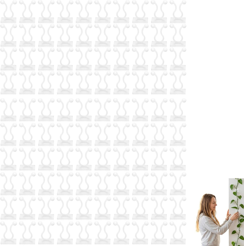 100PCS Invisible Plant Wall Clips for Climbing Plants, Self Adhesive Vine Fixing