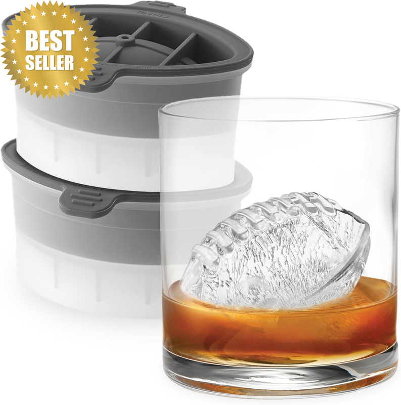 Football Ice Molds, Set of 2 Football-Shaped Ice Molds, Stackable Sports Ice Mol