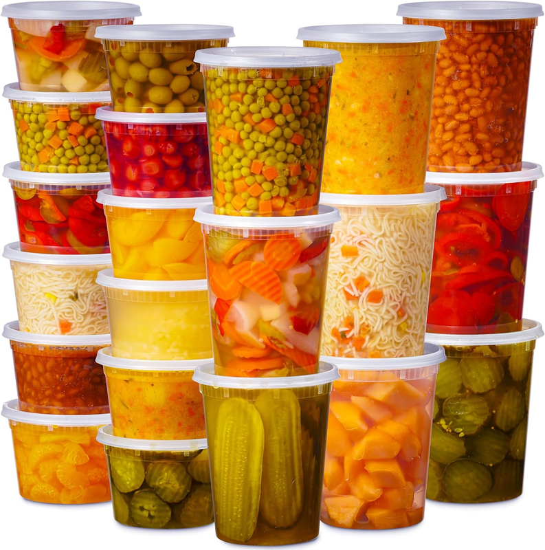 48 Pack Deli Containers 16 & 32 Oz - BPA Free Leakproof Micr