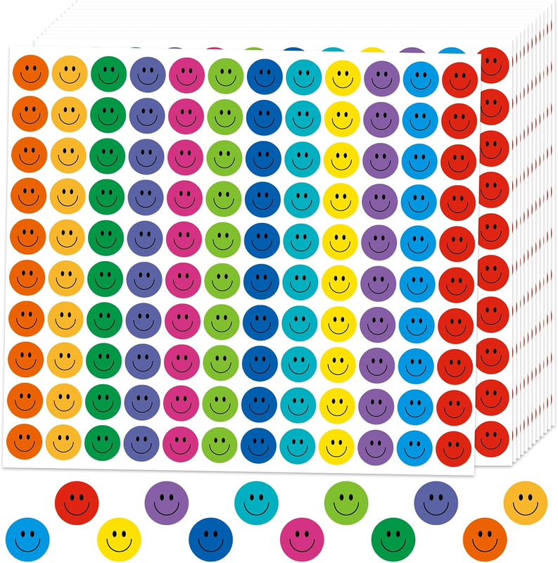 6000 Pieces Happy Smile Face Stickers, round Small Happy Face Decal Stickers Col